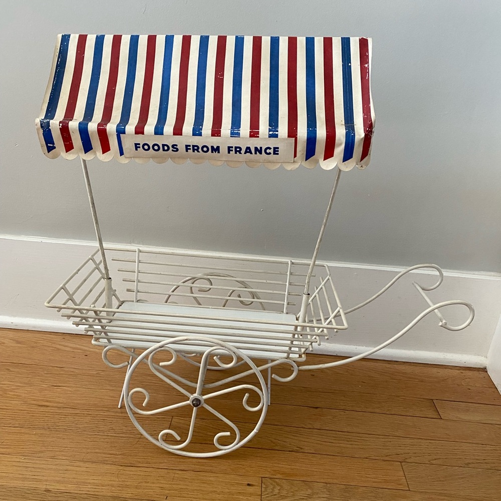 Vintage Food From France Storage Cart Kitchen Decor Fruit Bread Bin Charcuterie